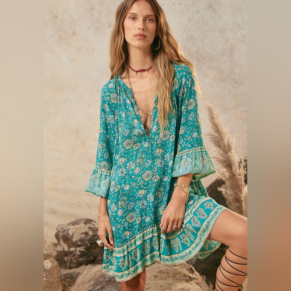 SPELL ELYSIAN TUNIC DRESS - JADE